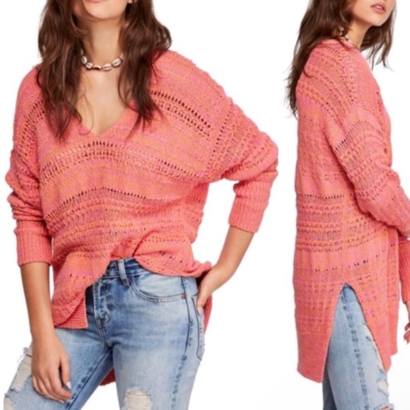 Pull Free People Hot Tropics – Col V – Ivoire Moyen – Taille M – Neuf Sans étiquettes